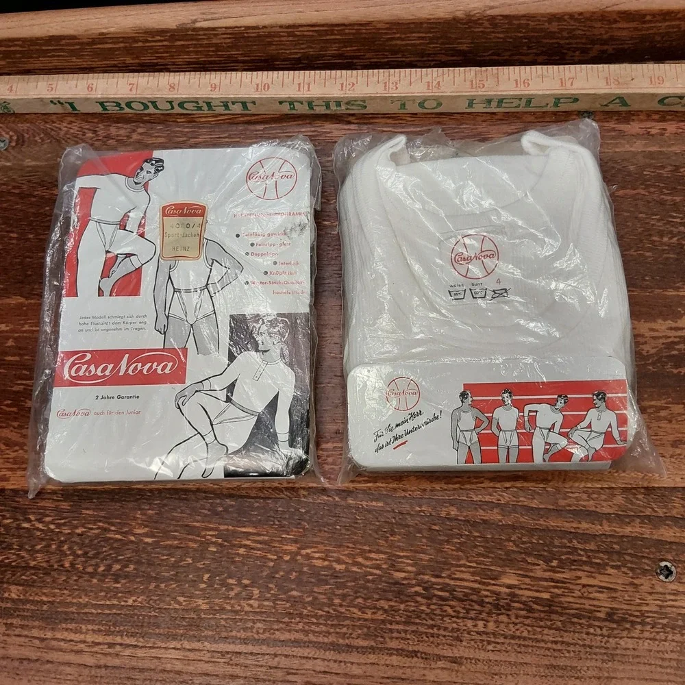 NOS VTG 60s - 70s Casa Nova Tank Top Undershirt Lot of 2 -Size 4 -Small Germany